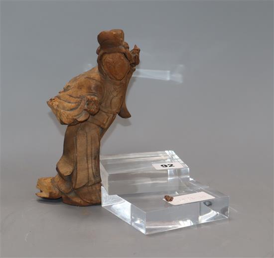 A Chinese carved wood figure of a goddess, on perspex base height 19.5cm excl. base